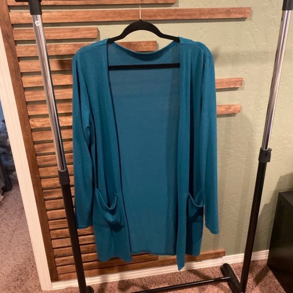 Zyia Boyfriend Lounge Blue/Teal long Cardigan - Picture 1 of 4